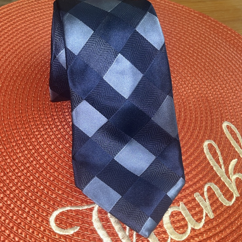 Michael Kors Men's Multi Blue Plaid Checkered Silk Neck Tie